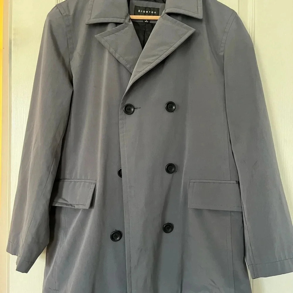 Men’s Lightweight Spring Jacket l‎ Double Breasted dark gray size Medium